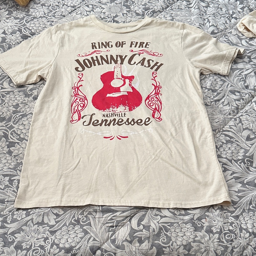 Johnny Cash Kids Short Sleeve Tee - Cream and Red